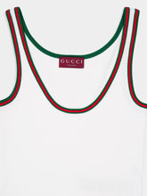 Gucci White Cotton Rib Tank Top with Web