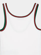 Gucci White Cotton Rib Tank Top with Web