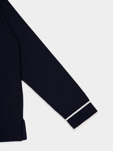 Gucci Dark Blue Cotton Silk Polo Top with Intarsia