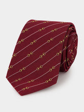 Gucci Bordeaux Horsebit Silk Jacquard Tie