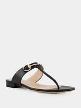 Gucci Black Leather Thong Sandal with Horsebit