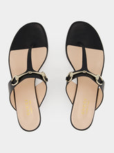 Gucci Black Leather Thong Sandal with Horsebit