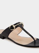 Gucci Black Leather Thong Sandal with Horsebit