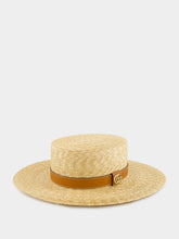 Gucci Natural and Brown Woven Straw Boater Hat
