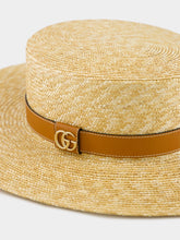 Gucci Natural and Brown Woven Straw Boater Hat