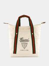 Gucci Off-White Medium Printed Canvas Bag with Web