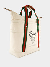 Gucci Off-White Medium Printed Canvas Bag with Web