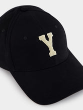 Saint Laurent Black Y Varsity Cap in Gabardine