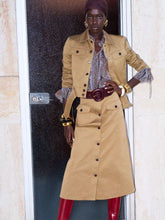 Saint Laurent Beige Foncé Cotton Serge Midi Skirt