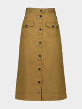 Saint Laurent Beige Foncé Cotton Serge Midi Skirt