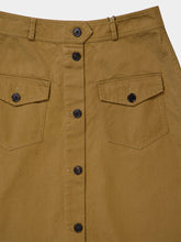 Saint Laurent Beige Foncé Cotton Serge Midi Skirt