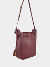 Saint Laurent Hot Wine Leather Bucket Bag with Cassandre Charm