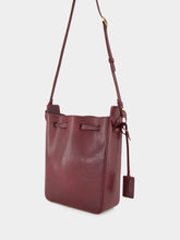 Saint Laurent Hot Wine Leather Bucket Bag with Cassandre Charm