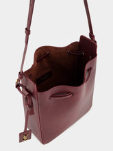 Saint Laurent Hot Wine Leather Bucket Bag with Cassandre Charm