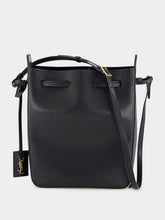 Black Leather Bucket Bag with Cassandre Charm