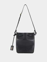 Black Leather Bucket Bag with Cassandre Charm