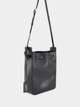 Saint Laurent Black Leather Bucket Bag with Cassandre Charm