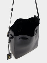 Saint Laurent Black Leather Bucket Bag with Cassandre Charm