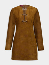 Gucci Brown GG Suede Dress with Horsebit Detail