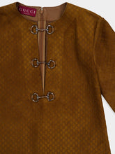 Gucci Brown GG Suede Dress with Horsebit Detail