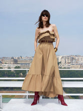Saint Laurent Beige Foncé Ruffled Cotton Serge Maxi Dress