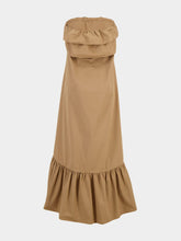 Saint Laurent Beige Foncé Ruffled Cotton Serge Maxi Dress