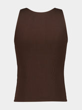 Saint Laurent Ecorce and Navy Cassandre Ribbed Cotton Tank Top