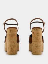 Saint Laurent Cognac Bianca Platform Sandals in Smooth Leather