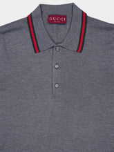 Gucci Dark Grey Wool Knit Polo Shirt with Web
