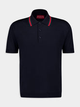 Gucci Dark Blue Wool Knit Polo Shirt