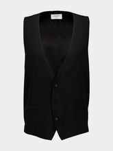 Black Silk Crepe Muslin Buttoned Vest