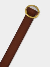 Saint Laurent Brown Oval Buckle Belt in Aged Leather