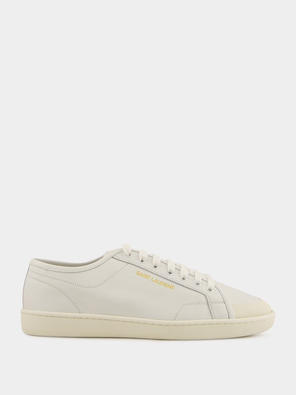 Saint Laurent Gym Low-Top Sneakers in Blanc Optique Smooth Leather