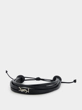 Saint Laurent Black Leather Cassandre Bracelet