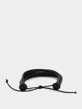 Saint Laurent Black Leather Cassandre Bracelet