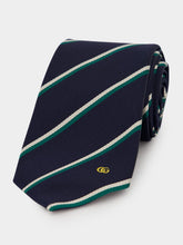 Gucci Dark Blue Embroidered Silk Tie