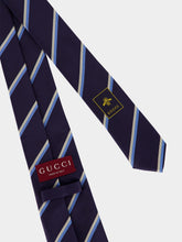 Gucci Dark Blue Embroidered Silk Jacquard Tie