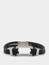 Saint Laurent Oval Ring Bracelet in Black and Oxidized Nickel