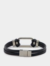 Saint Laurent Oval Ring Bracelet in Black and Oxidized Nickel