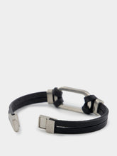 Saint Laurent Oval Ring Bracelet in Black and Oxidized Nickel