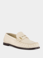 Saint Laurent White Leather Loafers with Cassandre