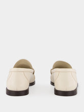 Saint Laurent White Leather Loafers with Cassandre