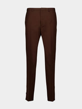 Gucci Dark Brown Embossed Wool Twill Pants