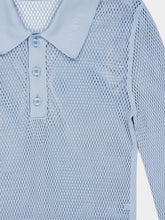Gucci Light Blue Embossed Technical Mesh Polo