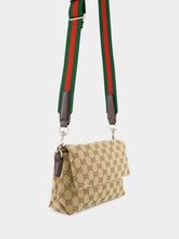 Gucci Beige and Dark Brown Small GG Crossbody Bag with Web