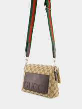 Gucci Beige and Dark Brown Small GG Crossbody Bag with Web