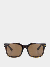 Alexander McQueen Havana Brown City T-Bar Rectangular Sunglasses