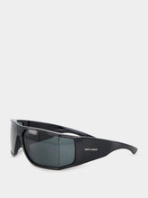 Saint Laurent Black Shield Wrap-Around Sunglasses