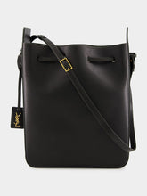 Saint Laurent Black Leather Large Bucket Bag with Cassandre Charm