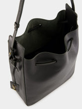 Saint Laurent Black Leather Large Bucket Bag with Cassandre Charm